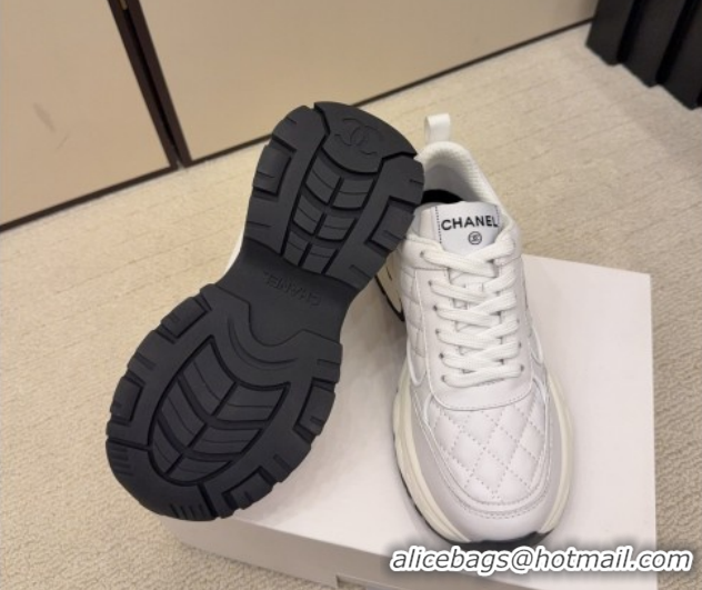 Top Grade Chanel Quilted Calfskin Leather Platform Sneakers CH030608 White Upper 2026