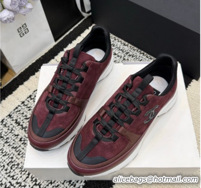 Best Product Chanel Calfskin Leather & Suede Sneakers G47010 Burgundy 2026