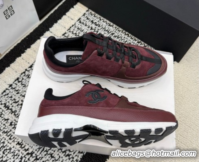 Best Product Chanel Calfskin Leather & Suede Sneakers G47010 Burgundy 2026