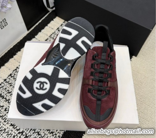 Best Product Chanel Calfskin Leather & Suede Sneakers G47010 Burgundy 2026