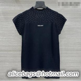 Trendy Design Miu Miu Knit Shirt with Strass 0310 Black 2026