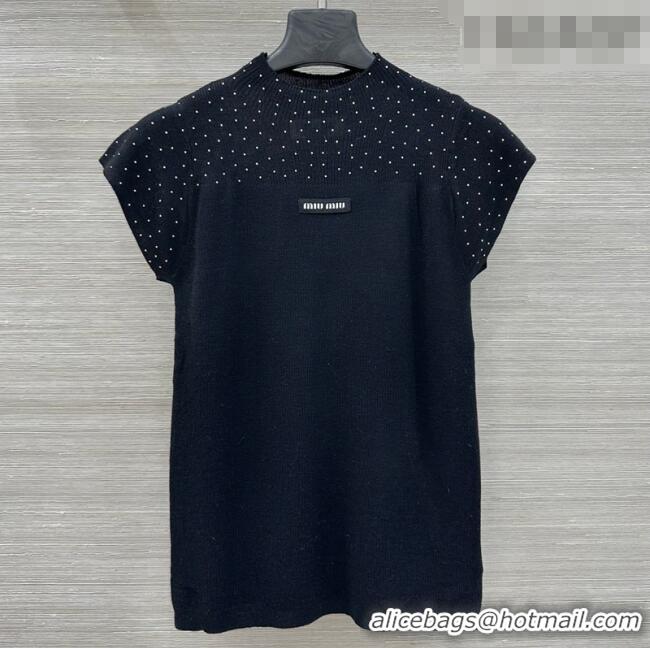 Trendy Design Miu Miu Knit Shirt with Strass 0310 Black 2026
