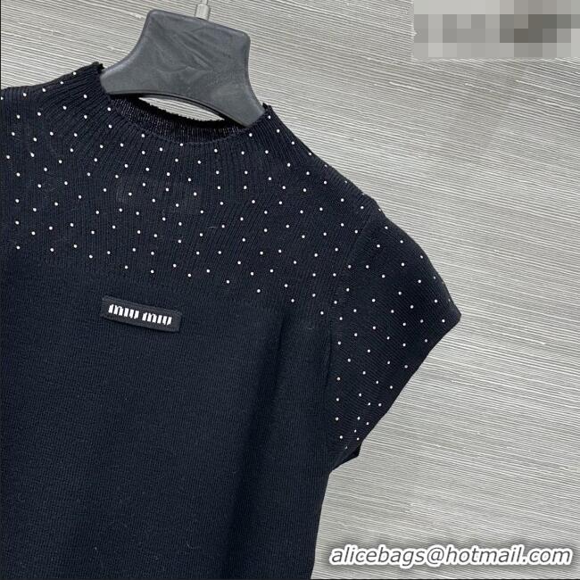 Trendy Design Miu Miu Knit Shirt with Strass 0310 Black 2026