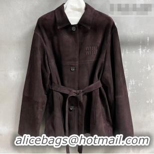 Good Taste Miu Miu Suede Jacket 0310 Dark Brown 2026