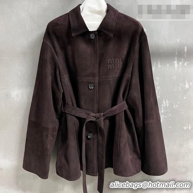 Good Taste Miu Miu Suede Jacket 0310 Dark Brown 2026