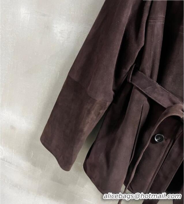 Good Taste Miu Miu Suede Jacket 0310 Dark Brown 2026