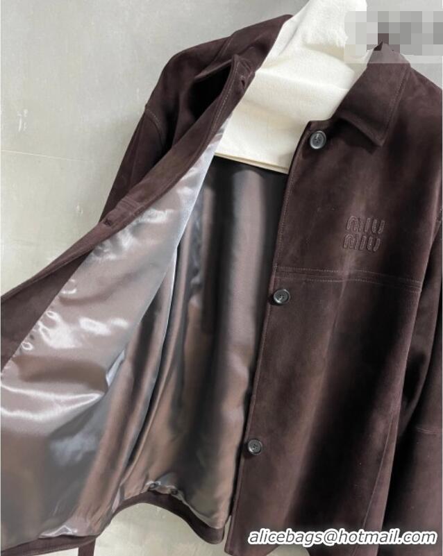 Good Taste Miu Miu Suede Jacket 0310 Dark Brown 2026