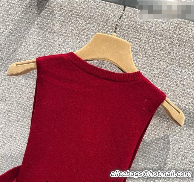 Big Discount Miu Miu Cashmere Knit Vest 0310 Red 2026