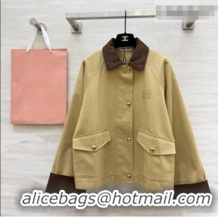 Original Cheap Miu Miu Fabric and Suede Jacket MM031004 Khaki 2026