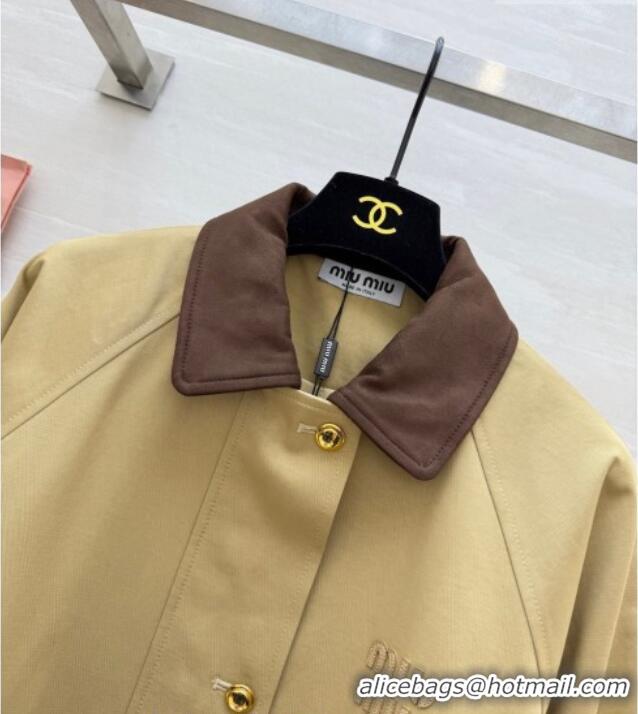Original Cheap Miu Miu Fabric and Suede Jacket MM031004 Khaki 2026