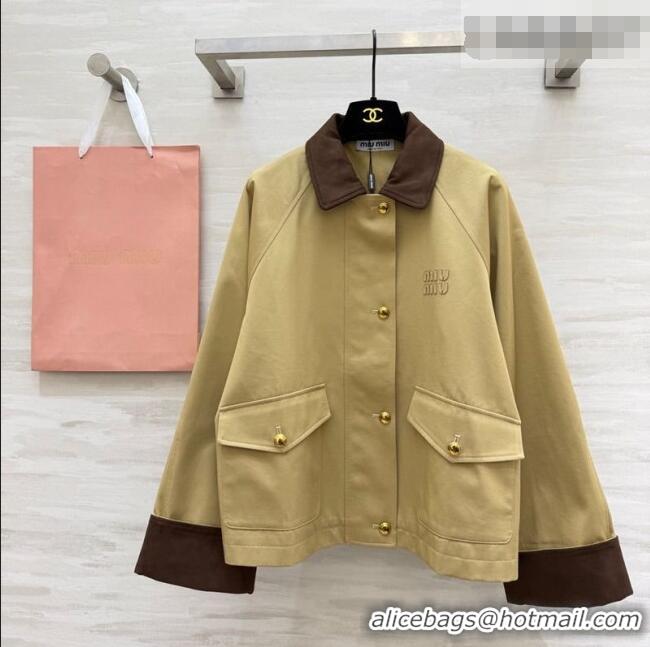 Original Cheap Miu Miu Fabric and Suede Jacket MM031004 Khaki 2026