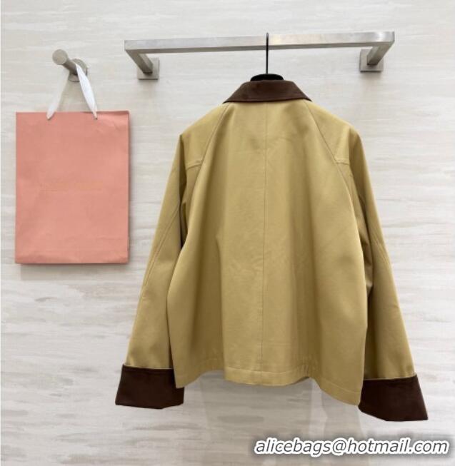 Original Cheap Miu Miu Fabric and Suede Jacket MM031004 Khaki 2026