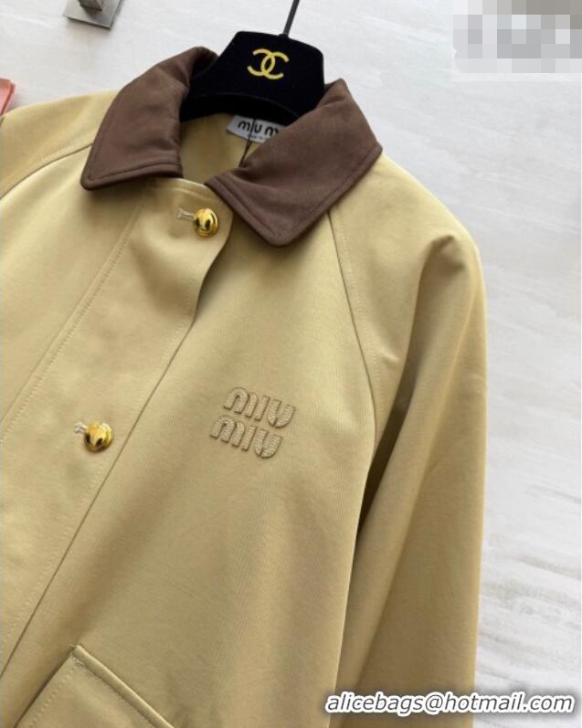 Original Cheap Miu Miu Fabric and Suede Jacket MM031004 Khaki 2026