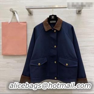 ​Super Quality Miu Miu Fabric and Suede Jacket MM031004 Dark Blue 2026