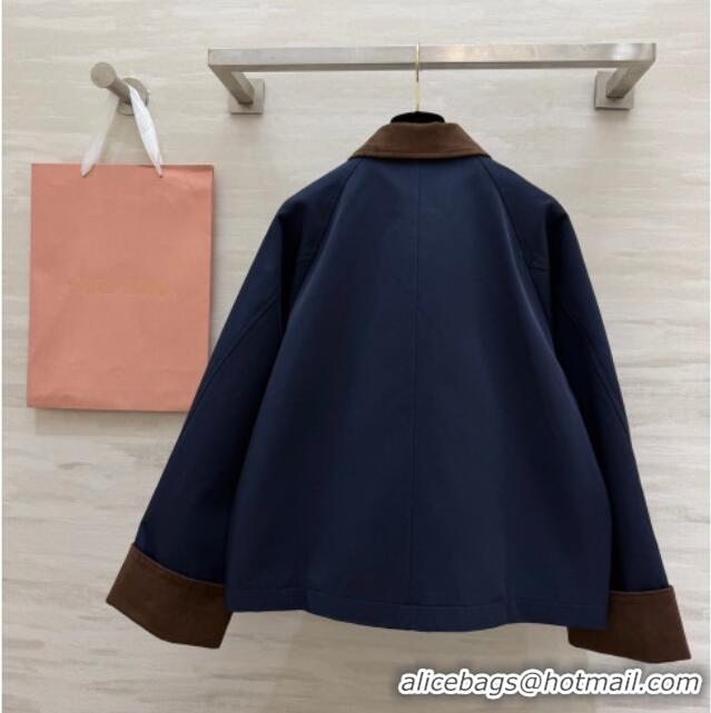 ​Super Quality Miu Miu Fabric and Suede Jacket MM031004 Dark Blue 2026