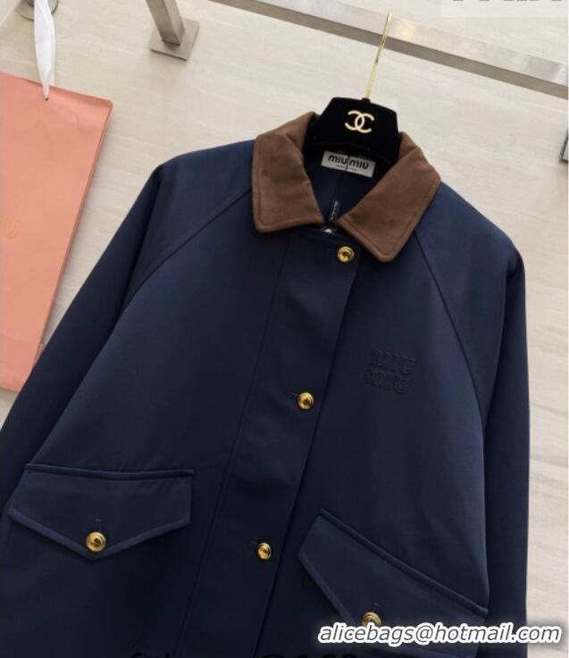 ​Super Quality Miu Miu Fabric and Suede Jacket MM031004 Dark Blue 2026