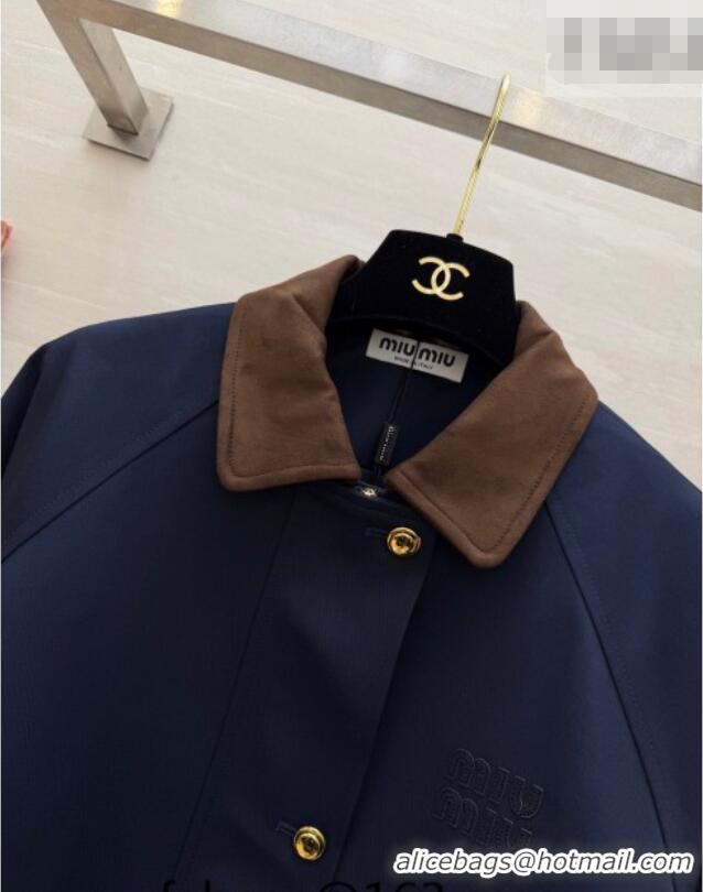 ​Super Quality Miu Miu Fabric and Suede Jacket MM031004 Dark Blue 2026