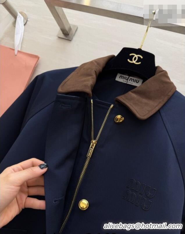 ​Super Quality Miu Miu Fabric and Suede Jacket MM031004 Dark Blue 2026