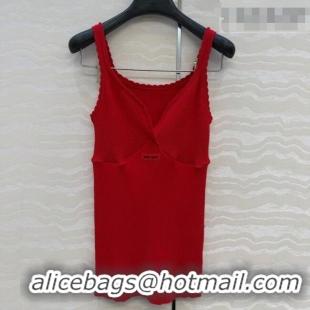 Top Grade Miu Miu Cotton Knit Long Vest MM031007 Red 2026