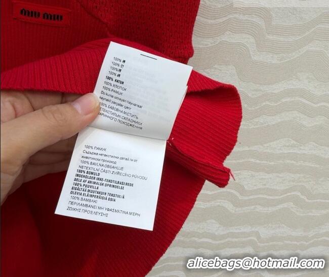 Top Grade Miu Miu Cotton Knit Long Vest MM031007 Red 2026