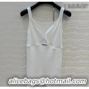 Good Taste Miu Miu Cotton Knit Long Vest MM031007 White 2026