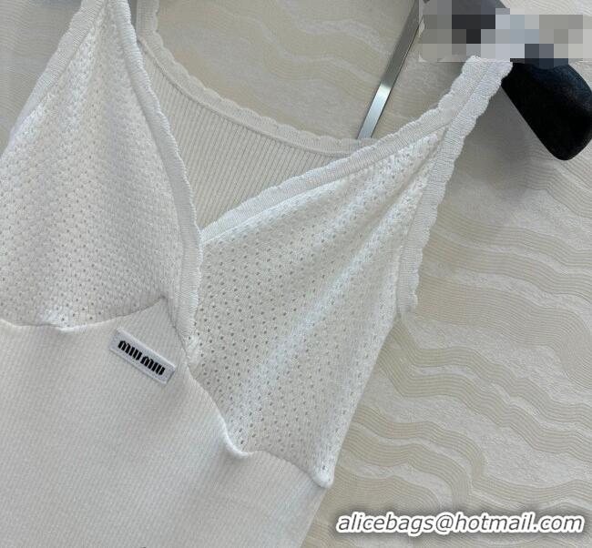 Good Taste Miu Miu Cotton Knit Long Vest MM031007 White 2026
