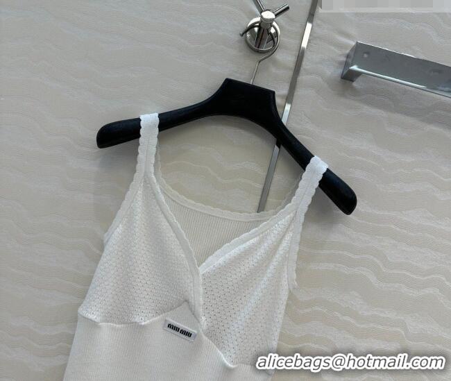 Good Taste Miu Miu Cotton Knit Long Vest MM031007 White 2026