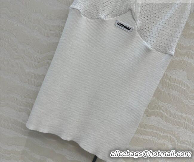 Good Taste Miu Miu Cotton Knit Long Vest MM031007 White 2026
