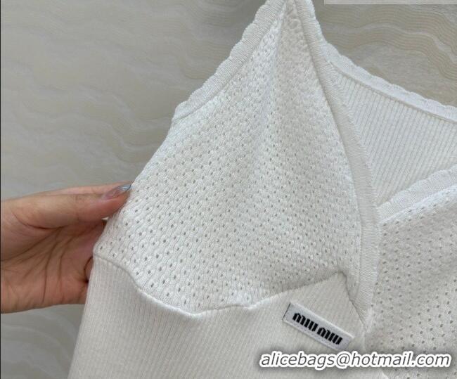 Good Taste Miu Miu Cotton Knit Long Vest MM031007 White 2026