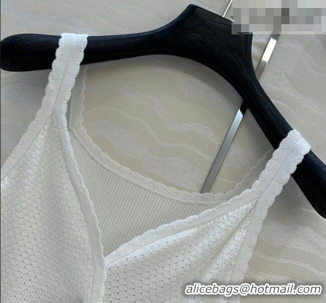 Good Taste Miu Miu Cotton Knit Long Vest MM031007 White 2026