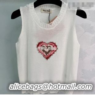 Buy Discount Miu Miu Knit Heart Vest MM031010 White 2026