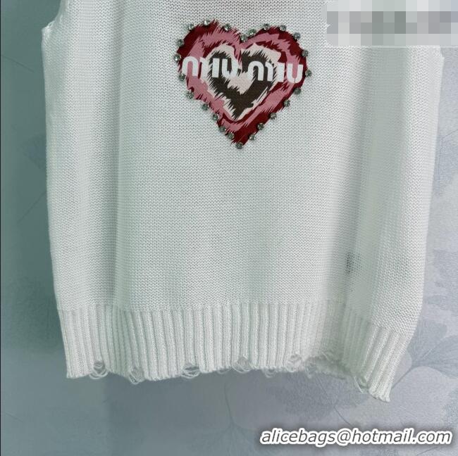 Buy Discount Miu Miu Knit Heart Vest MM031010 White 2026