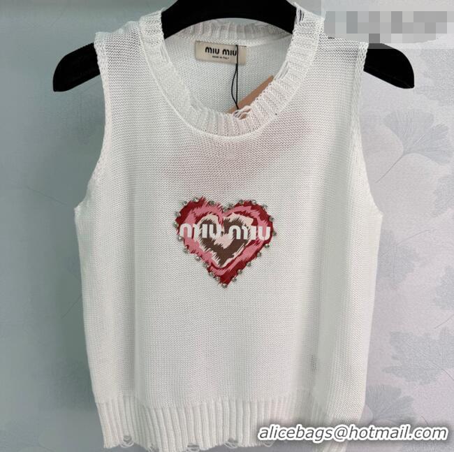 Buy Discount Miu Miu Knit Heart Vest MM031010 White 2026
