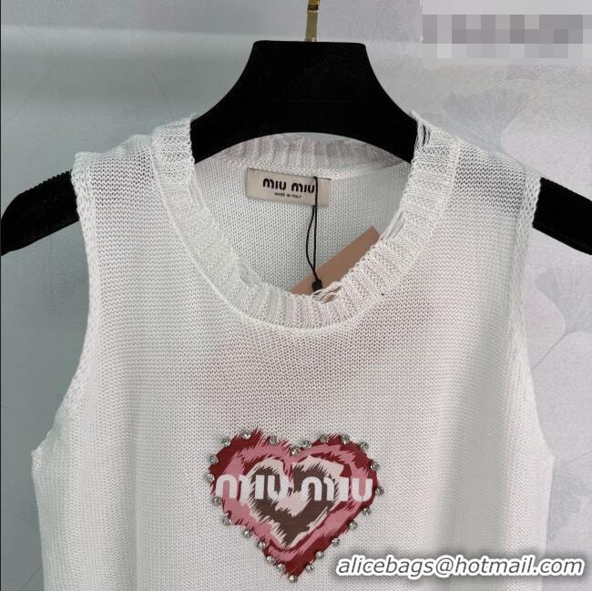 Buy Discount Miu Miu Knit Heart Vest MM031010 White 2026