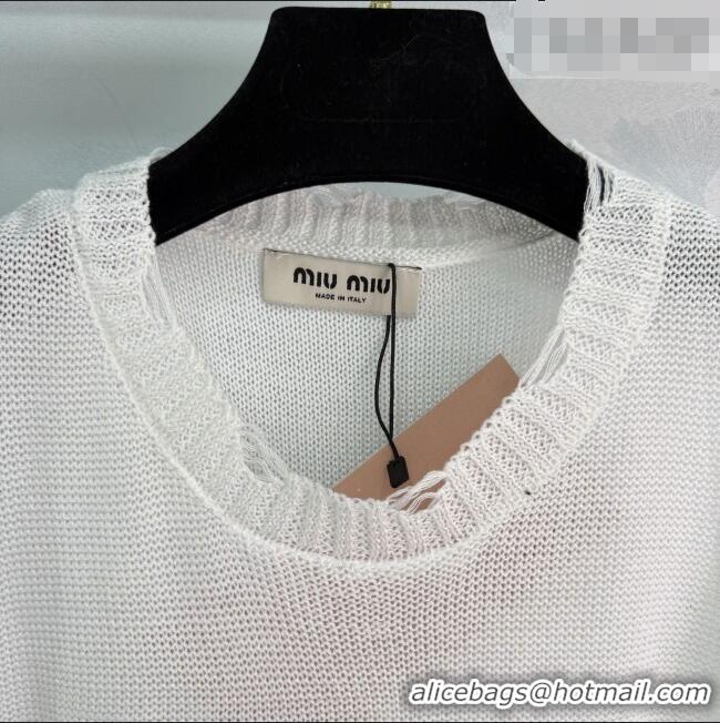 Buy Discount Miu Miu Knit Heart Vest MM031010 White 2026