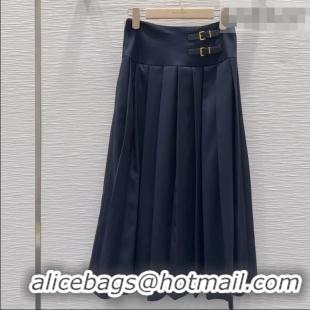 Pretty Style Miu Miu Long Skirt with Buckle MM031101 Dark Blue 2026
