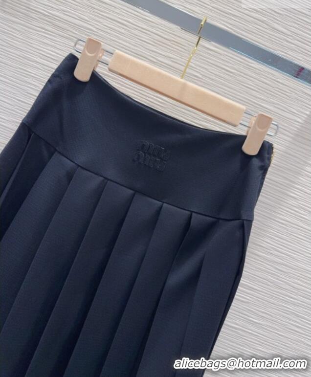 Pretty Style Miu Miu Long Skirt with Buckle MM031101 Dark Blue 2026