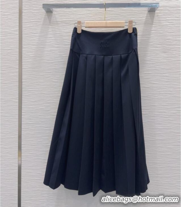 Pretty Style Miu Miu Long Skirt with Buckle MM031101 Dark Blue 2026