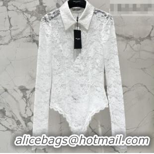 Big Discount Saint Laurent Lace Shirt S031002 White 2026