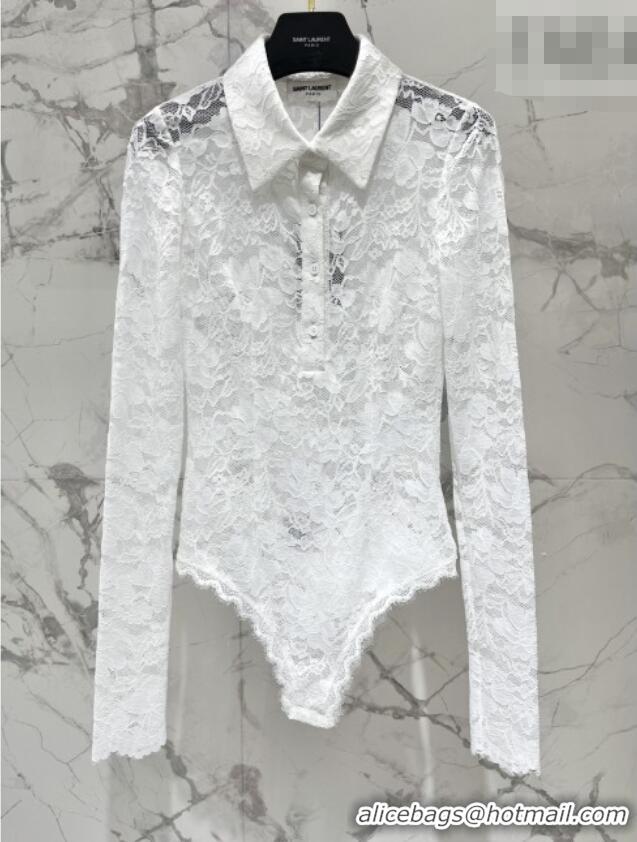 Big Discount Saint Laurent Lace Shirt S031002 White 2026
