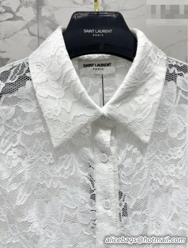 Big Discount Saint Laurent Lace Shirt S031002 White 2026