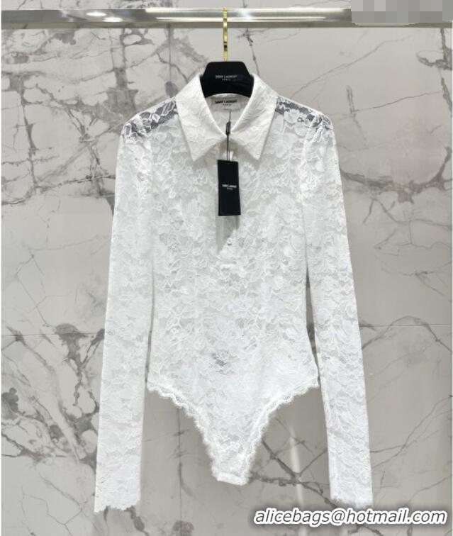 Big Discount Saint Laurent Lace Shirt S031002 White 2026