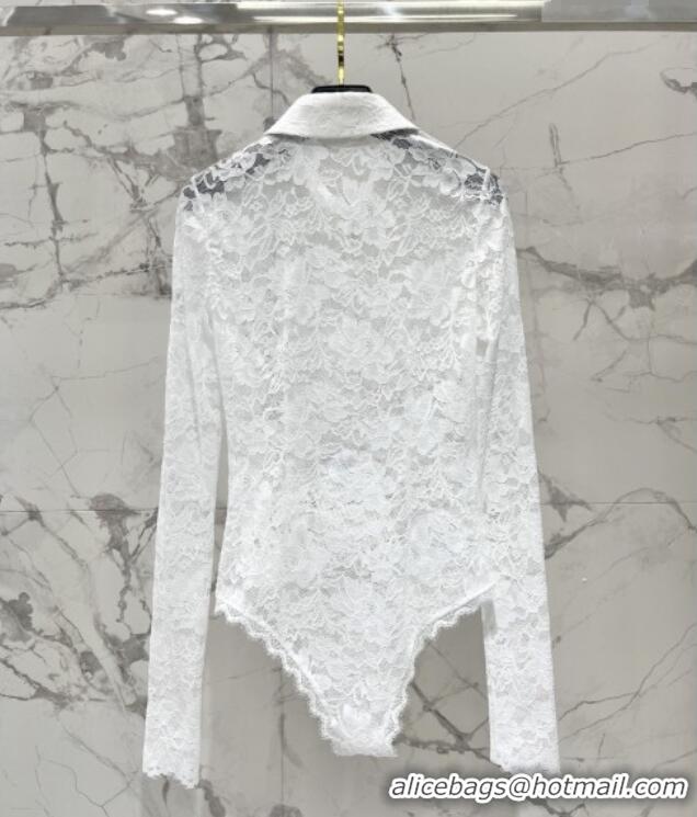 Big Discount Saint Laurent Lace Shirt S031002 White 2026
