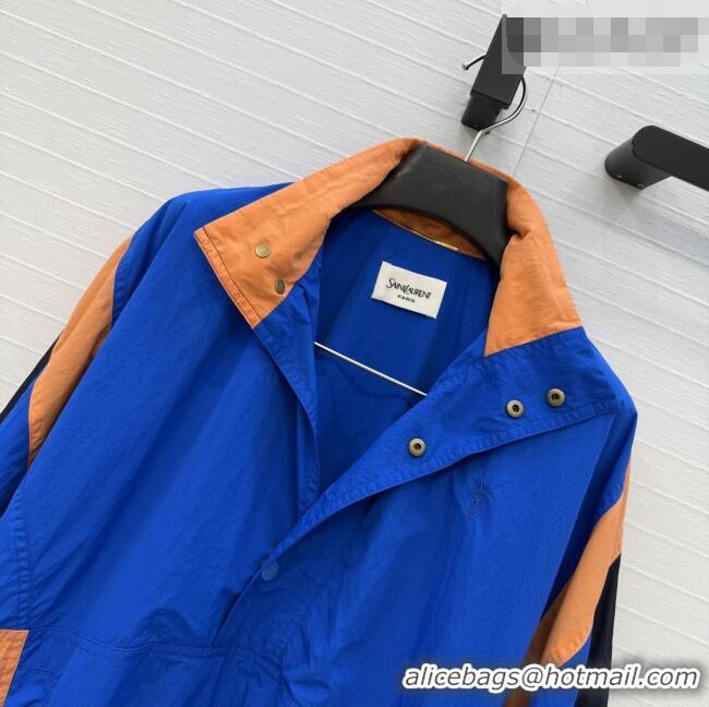 Buy New Cheap Saint Laurent CASSANDRE Windbreaker in Nylon S031003 Blue 2026
