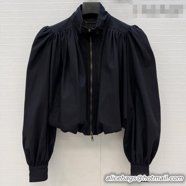 Super Quality Chloe Gathered Boule Jacket in Cotton 1006 Black 2026
