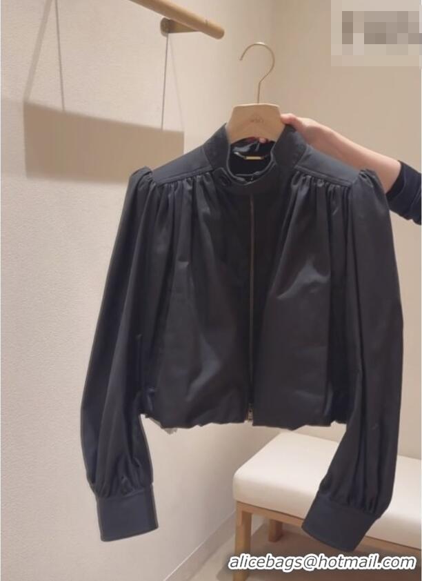 Super Quality Chloe Gathered Boule Jacket in Cotton 1006 Black 2026