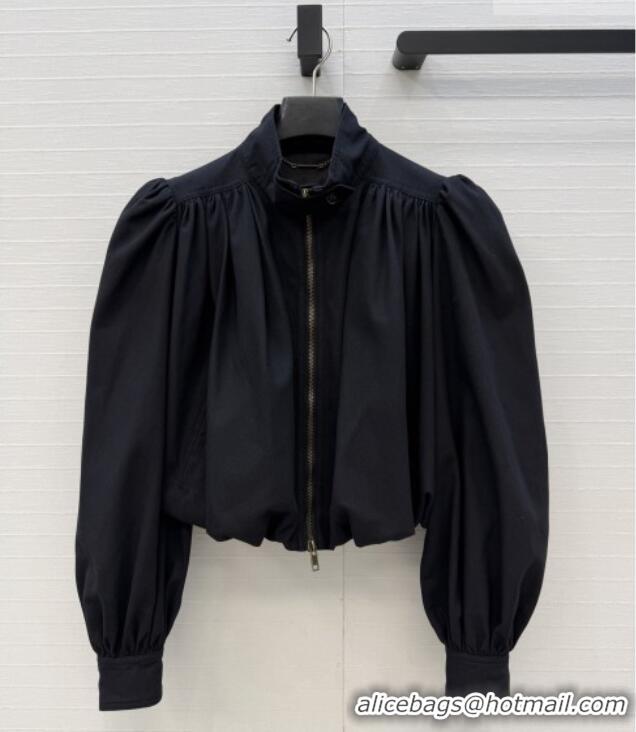 Super Quality Chloe Gathered Boule Jacket in Cotton 1006 Black 2026