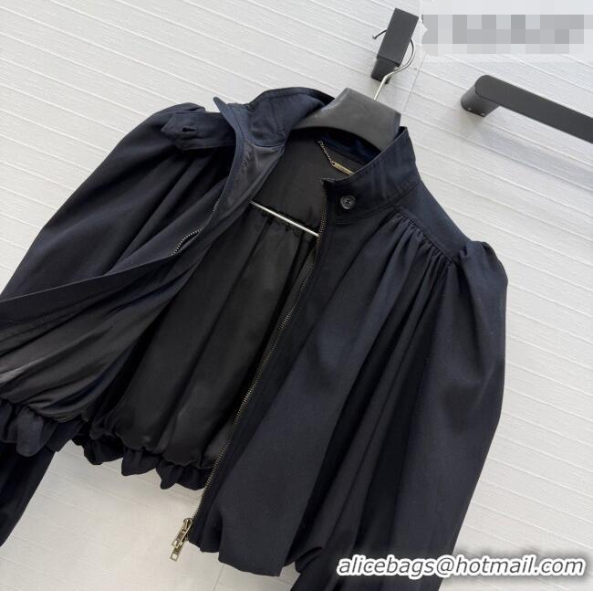 Super Quality Chloe Gathered Boule Jacket in Cotton 1006 Black 2026