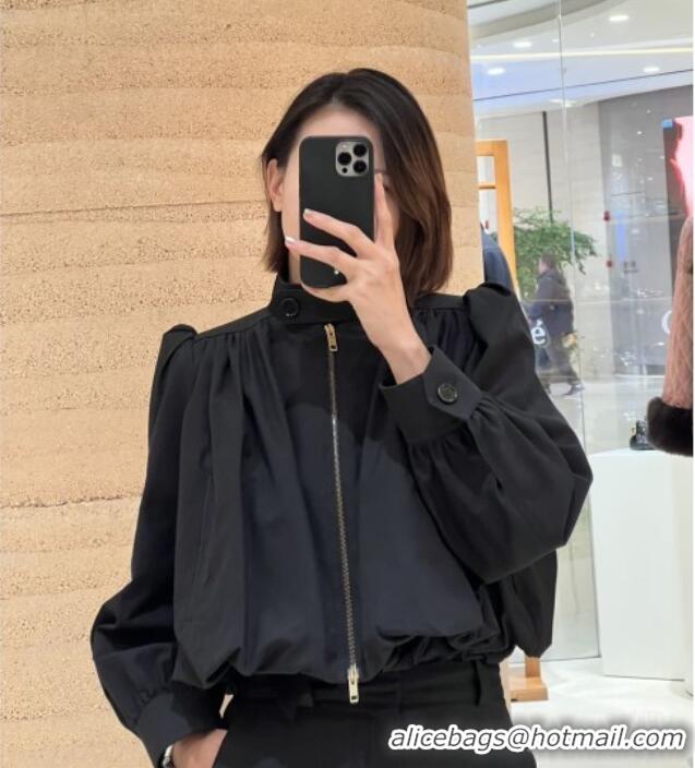 Super Quality Chloe Gathered Boule Jacket in Cotton 1006 Black 2026