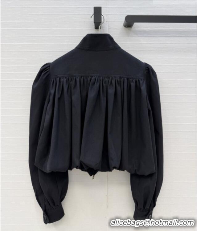Super Quality Chloe Gathered Boule Jacket in Cotton 1006 Black 2026